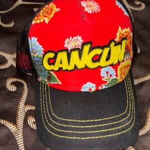 a.n.a Red Cancun Floral Trucker Hat with Black Bill